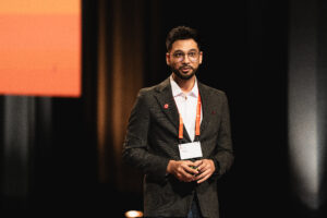 Ahmed on stage
